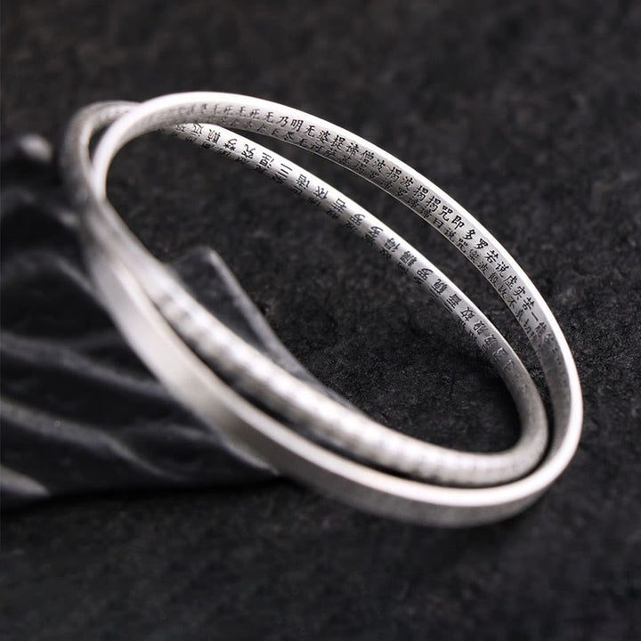 Bransoletka ochronna z Buddha Stones 999 ze srebra próby 925 Heart Sutra rzeźbiona - image 5