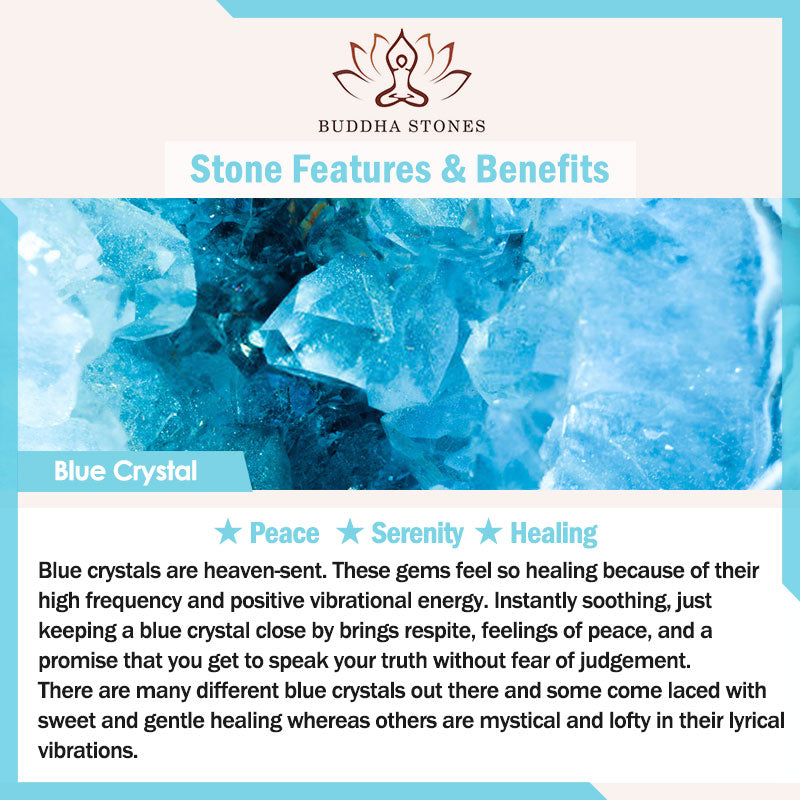 Buddha Stones Naturalny Niebieski Kryształ Ametyst Chalcedon Kwiat Bransoletka Lecznicza