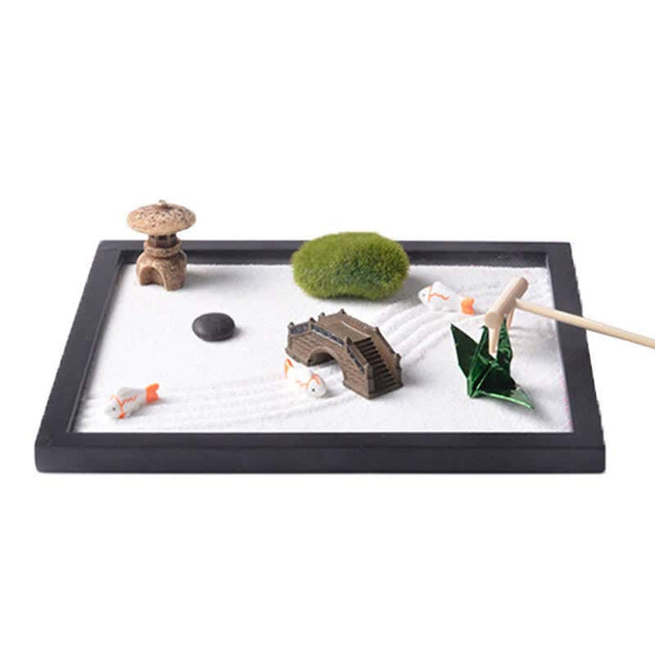 Buddha Stones Ryby Koi Mały Most Trawa Krajobraz Pokój Medytacja Zen Dekoracja Ogrodowa