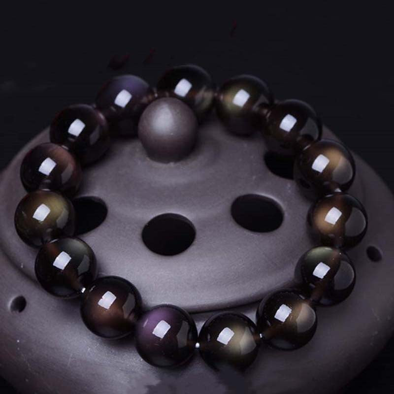 Bransoletka z naturalnego tęczowego obsydianu z Buddha Stones