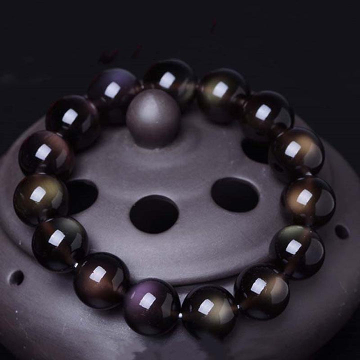 Bransoletka z naturalnego tęczowego obsydianu z Buddha Stones