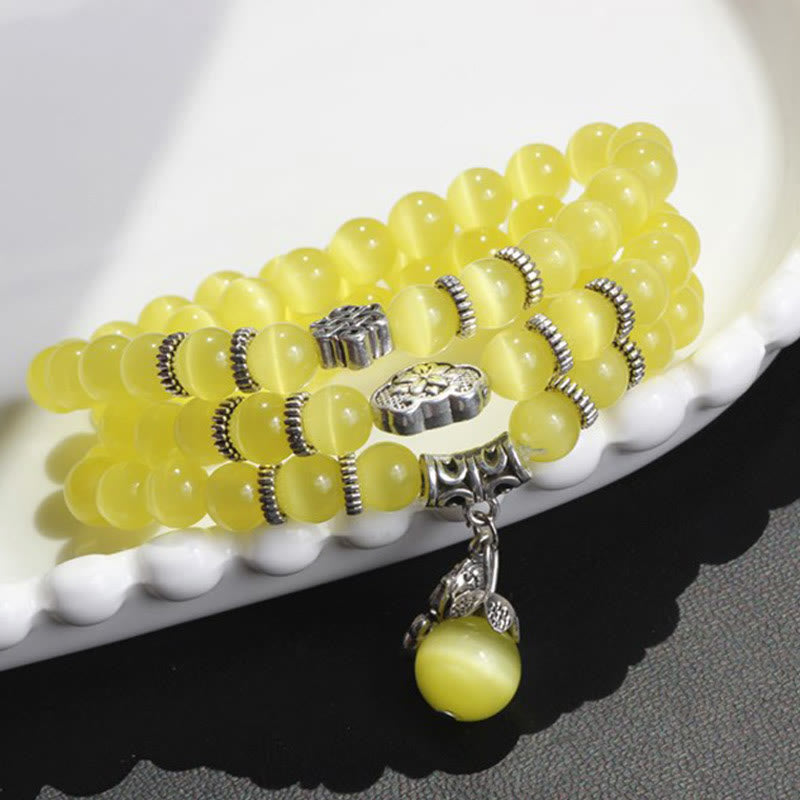 Bransoletka z potrójnym owinięciem w kocie oko PiXiu z Buddha Stones