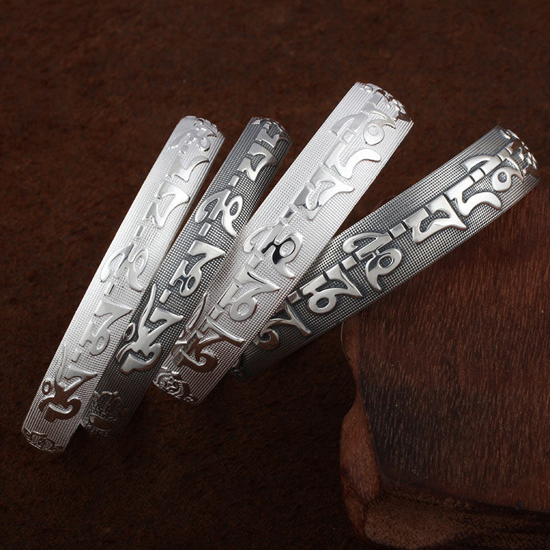 Buddha Stones Tybetańskie Sanskryckie Białe Miedziane Medytacyjne Modlitewne Bransoletki Bangle