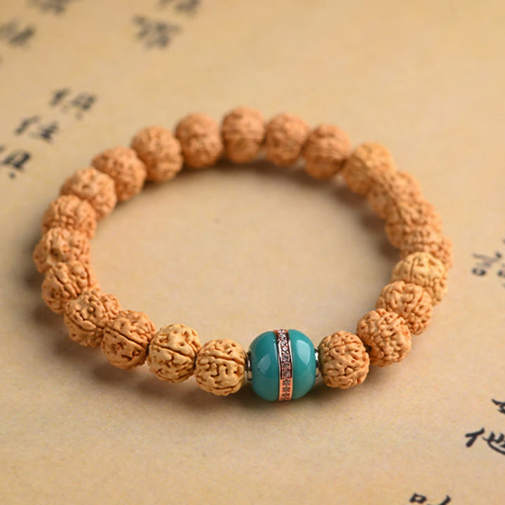 Buddha Stones Tybet Rudraksha Bodhi Seed Bransoletka Bogactwa Pomyślności