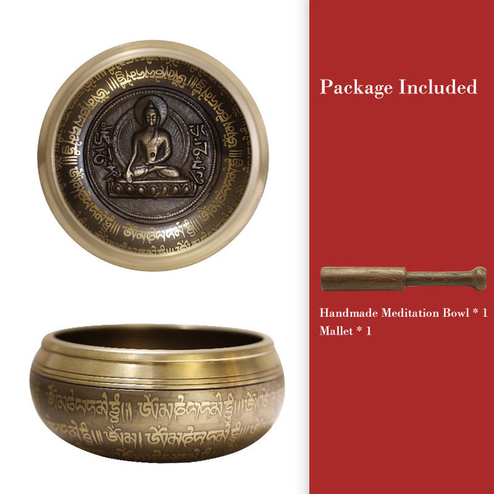 Buddha Stones Tybetańskie ręcznie robione do skupienia i medytacji Spokojny zestaw mis śpiewających - 4,33 cala (11 cm) - image 3