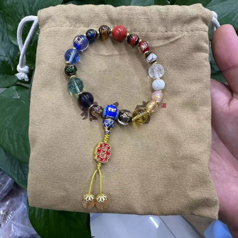 Buddha Stones Tybetańskie Kolorowe Kadzidło Popiół Liuli Szklane Koraliki Om Mani Padme Hum Dorje Wadżra 18 Koralików Nadgarstek Mala