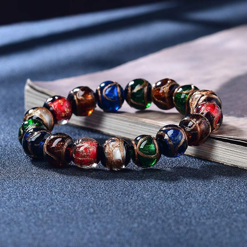 Bransoletka z kolorowych szklanych koralików Liuli z Buddha Stones