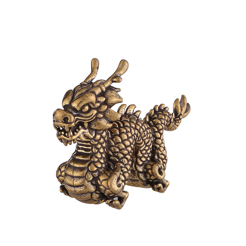 Buddha Stones Rok Smoka Mały Pomyślny Mosiężny Smok Szczęście Sukces Dekoracja Domu - image 10