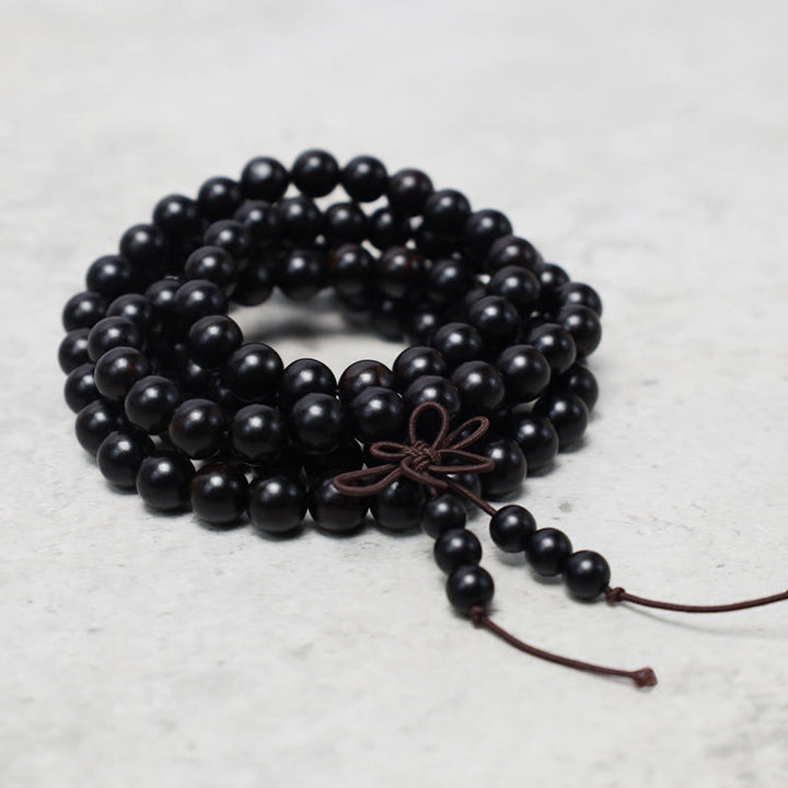 Buddha Stones 108 Mala Koraliki Bransoletka Modlitwa Medytacja Sandałowiec Elastyczny