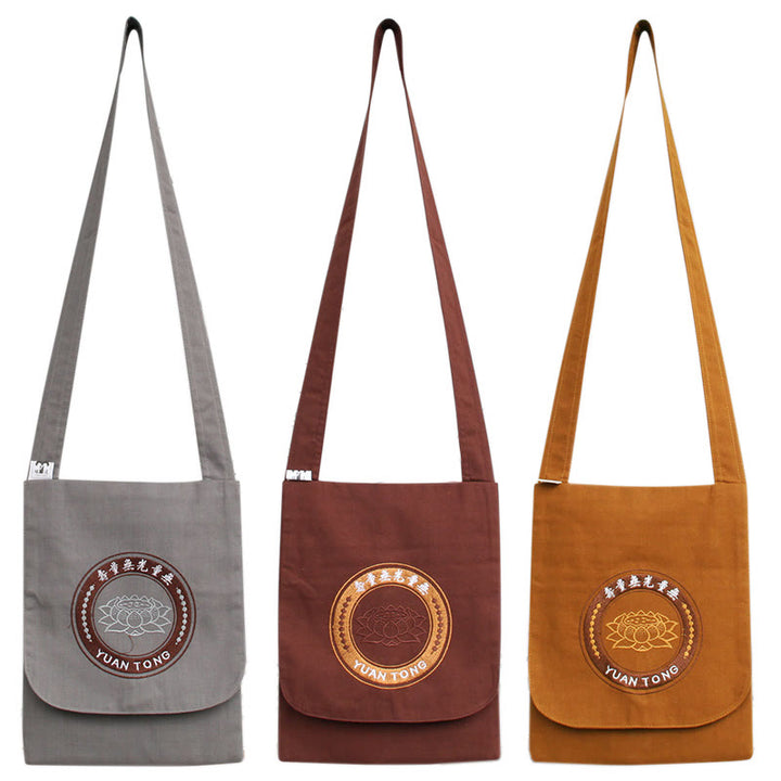 Lotos haftowana torba na ramię z bawełny Spiritual Mind Practice Crossbody Bag