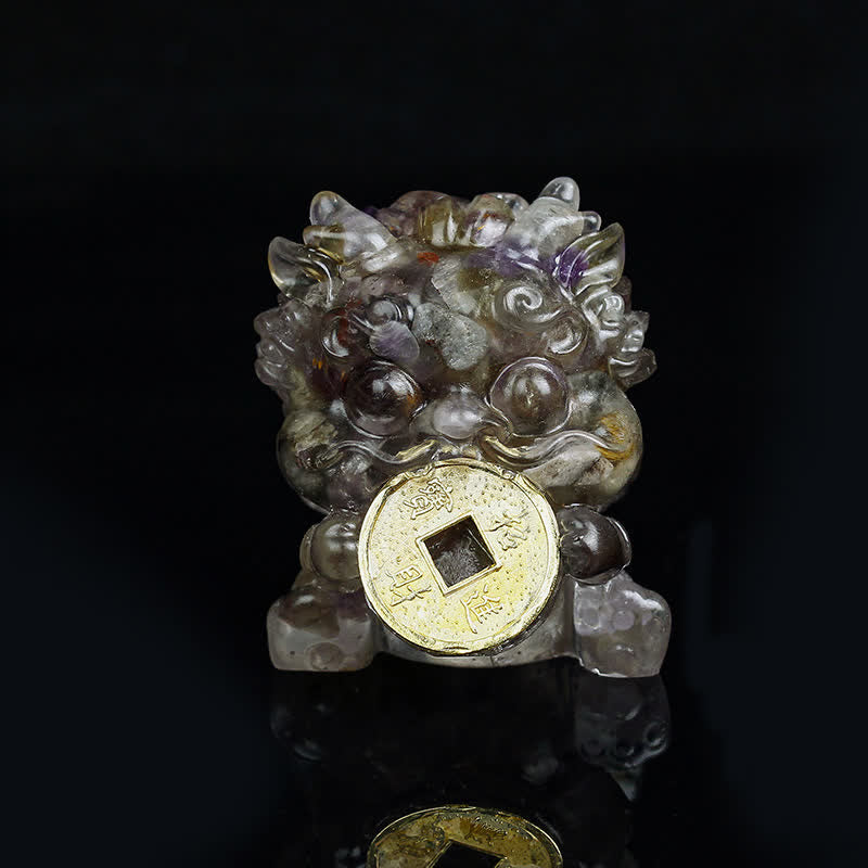 Buddha Stones Ręcznie Robione Słodkie PiXiu Złota Moneta Kryształ Fengshui Energia Bogactwo Fortuna Dekoracja Domu