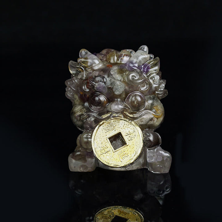 Buddha Stones Ręcznie Robione Słodkie PiXiu Złota Moneta Kryształ Fengshui Energia Bogactwo Fortuna Dekoracja Domu