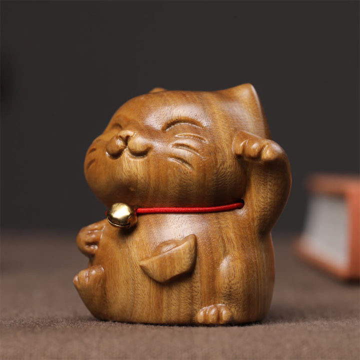 Buddha Stones Drzewo Sandałowe Małe Mini Słodkie Szczęśliwe Koty Dekoracje Pokoju - image 10