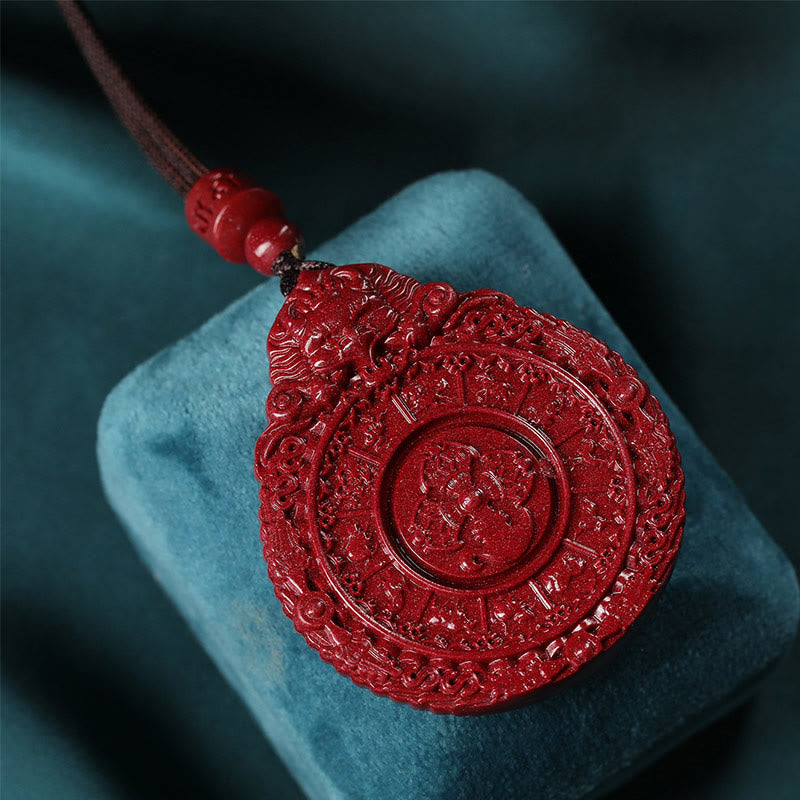 Buddha Stones Chiński Zodiak Naturalny Cynober Bagua Amulet Trzymający Z Daleka Złe Duchy Naszyjnik Wisiorek - image 2