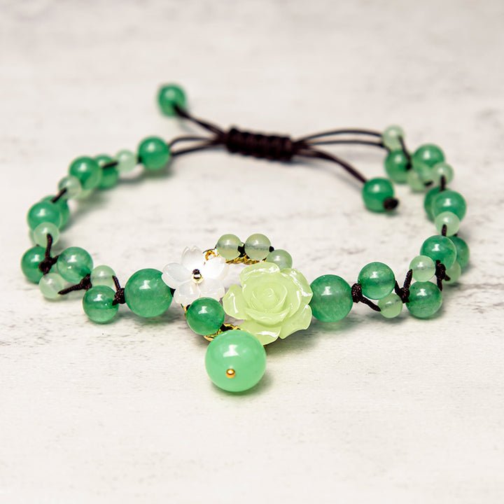 Buddha Stones Sukces finansowy Jade spleciony splot dobrobyt obfitość bransoletka na kostkę