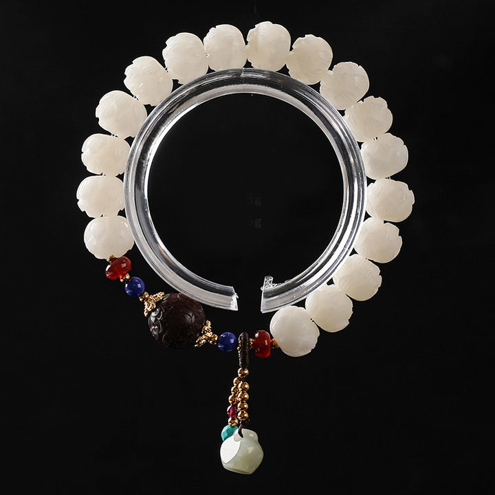 Bransoletka Bodhi Seed Jade Lotus Charm Peace
