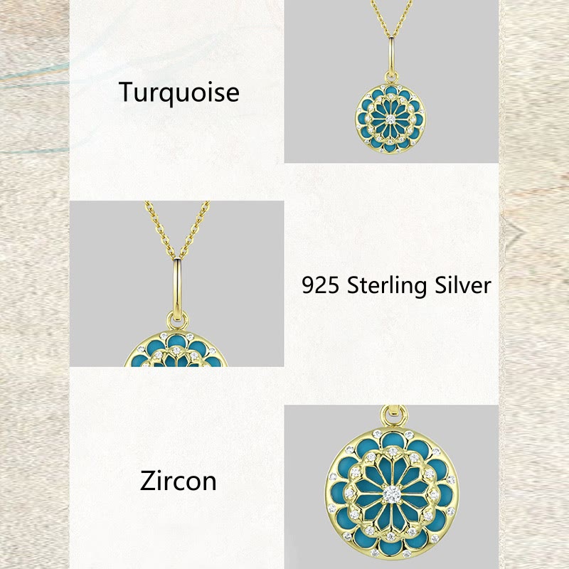 Buddha Stones 925 Srebro Sterling Okrągły Turkusowy Cyrkon Ochrona Siła Naszyjnik Wisiorek