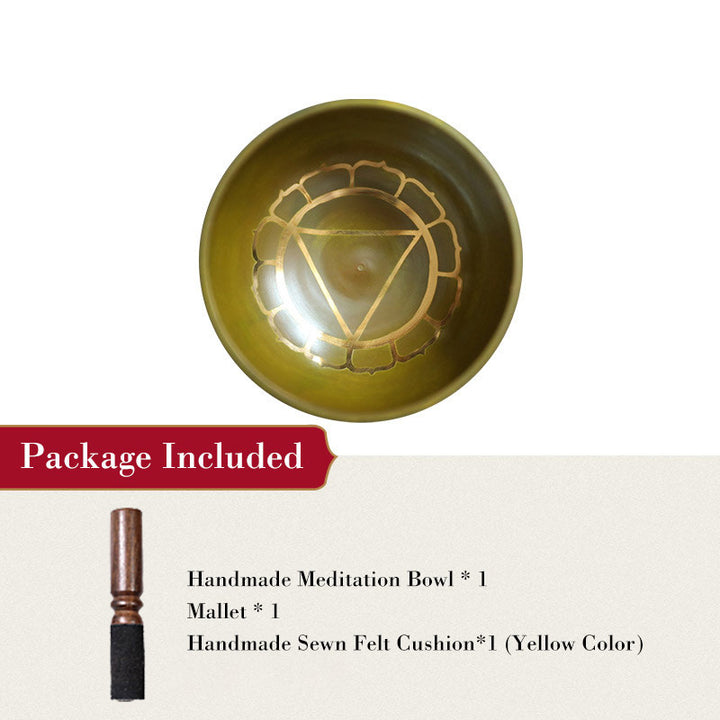 Buddha Stones Tybetańska misa dźwiękowa ręcznie wykonana do uzdrawiania czakr i medytacji uważności Zestaw mis śpiewających - Żółty - 3,15 cala (8 cm) - image 5