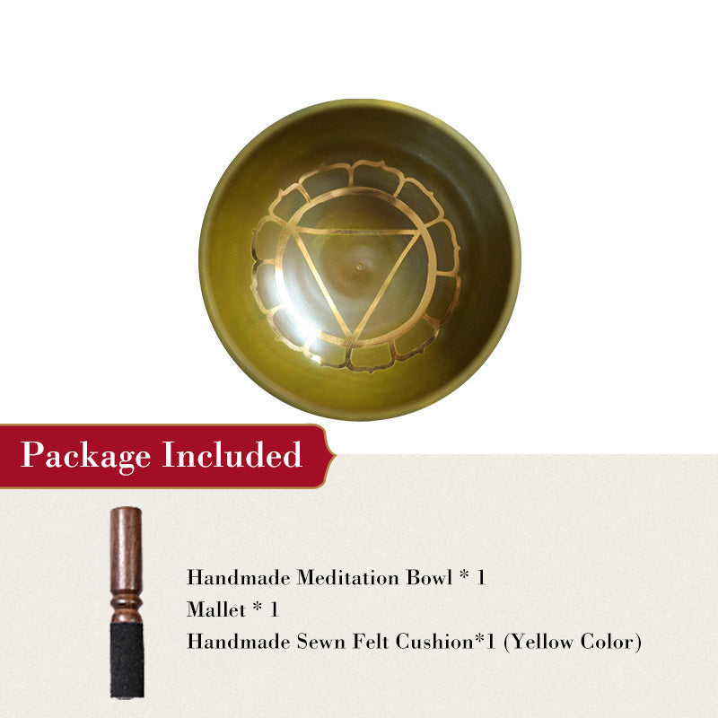 Buddha Stones Tybetańska misa dźwiękowa ręcznie wykonana do uzdrawiania czakr i medytacji uważności Zestaw mis śpiewających - Żółty - 3,15 cala (8 cm) - image 5