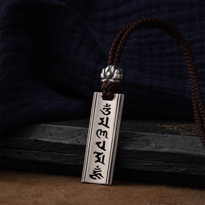 Buddha Stones 999 Srebro Sterlingowe Om Mani Padme Hum Grawerowany Naszyjnik Mądrości Lotosu Wisiorek - image 7
