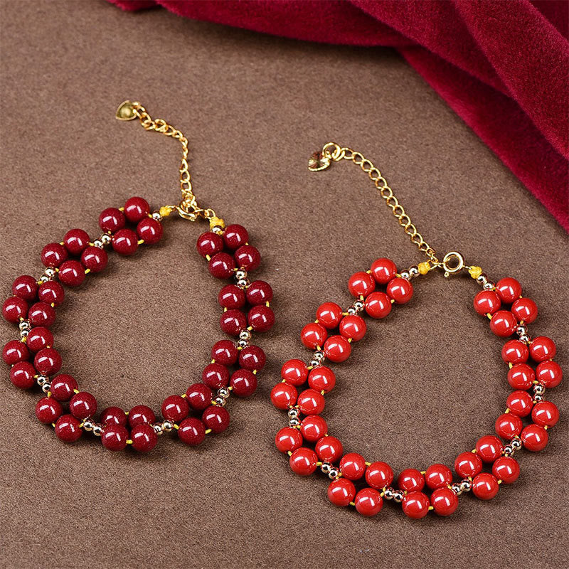 Bransoletka z koralików z Buddha Stones Natural Cinnabar Blessing
