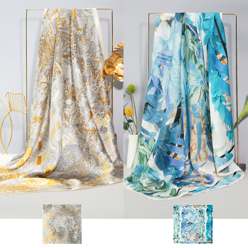 Kamienie Buddha Stones Dżungla Olej Malarstwo Pomyślne Chmury 100% Jedwabny Szalik Morwowy Premium Grade 6A Dwustronny Jedwabny Szalik na Szyję - image 29