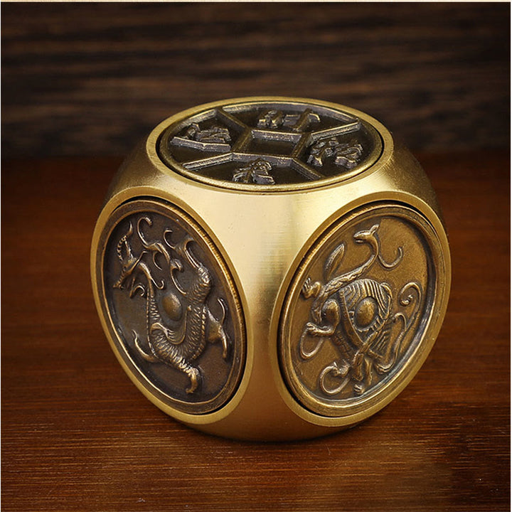 Buddha Stones Cztery Bestie Feng Shui Yin Yang Bagua Miedziana Moneta Harmonia Obrotowa Dekoracja - Cztery Bestie 3*3cm - image 2