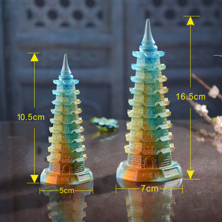 Buddha Stones Wieża Feng Shui Wenchang Ręcznie robiona kryształowa pagoda Liuli Art Piece Luck Dekoracja biura domowego - image 12