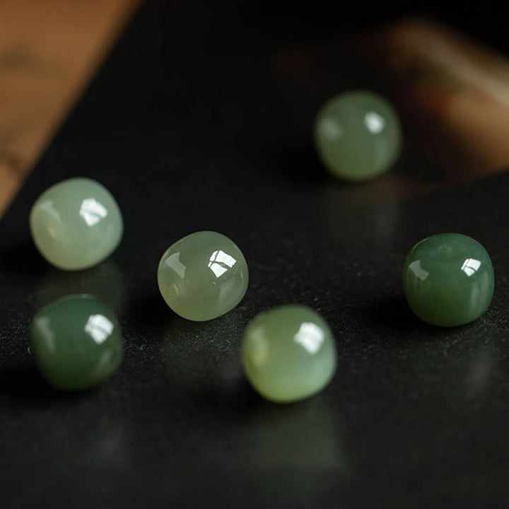 Buddha Stones Naturalny Cynober Chiński Zodiak Hetian Jade Fu Charakter Szczęścia Bransoletka Lina