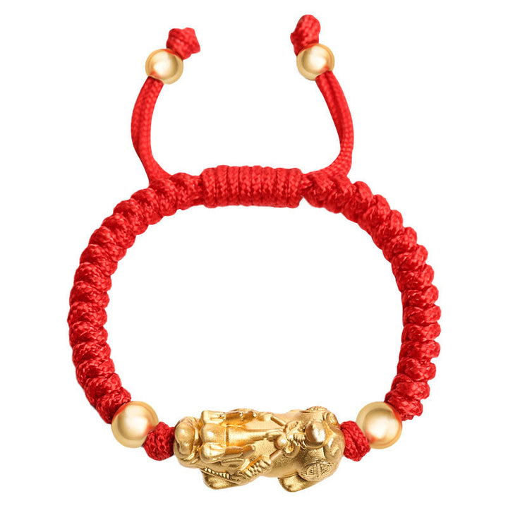 Buddha Stones 999 Srebro Sterlingowe PiXiu Wealth King Kong Knot String Braided Bransoletka dla dzieci i młodzieży