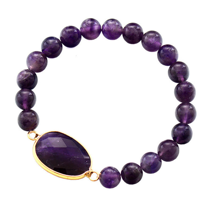 Bransoletka Buddha Stones Naturalny Ametyst Kryształ Balance Wzór Marquise