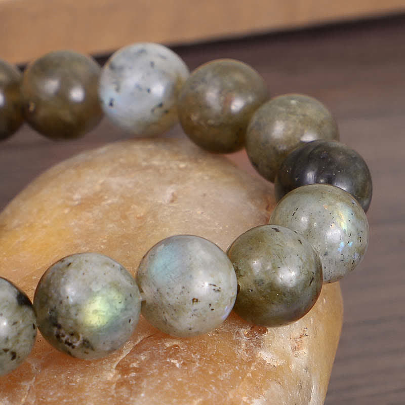 Buddha Stones Naturalny Labradoryt Moonstone Wsparcie Uzdrawiająca Bransoletka Koralikowa