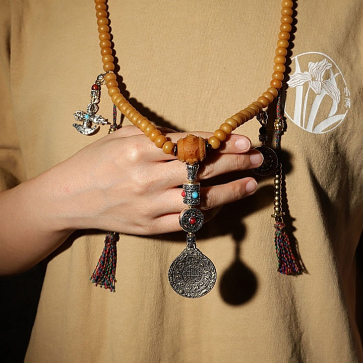 Buddha Stones Tybet 108 Mala Koraliki Bodhi Seed Bagua Vajra Bransoletka bogactwa