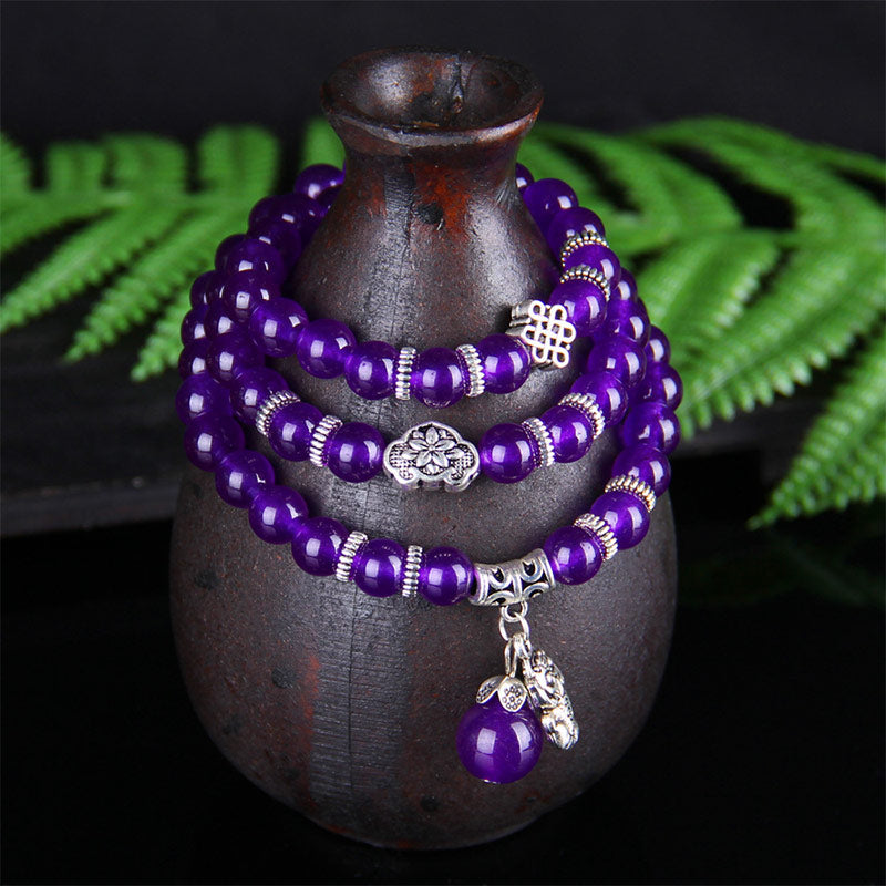Buddha Stones Bransoletka Ametyst PiXiu Wealth