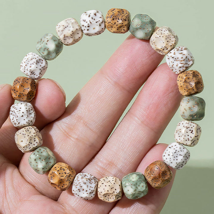 Buddha Stones Naturalne Kolorowe Nasiona Bodhi Bransoletka Pomyślności Bogactwa
