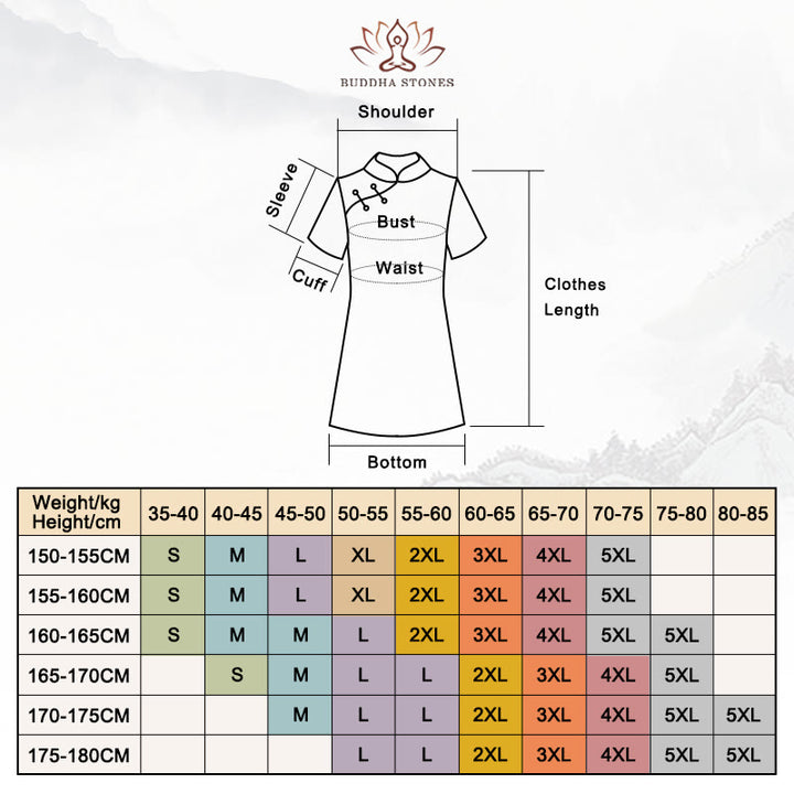 Buddha Stones Vintage Pomyślne Chmury Liście Drukuj Cheongsam Sukienka Damska Qipao - image 16