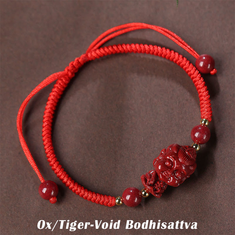 Buddha Stones Chiński Zodiak Natal Budda Cynober Amulet Błogosławieństwo Bransoletka Sznurkowa