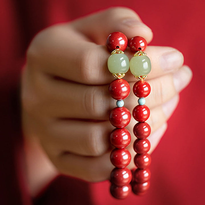 Bransoletka z Buddha Stones Cinnabar Green Aventurine Fortune Luck