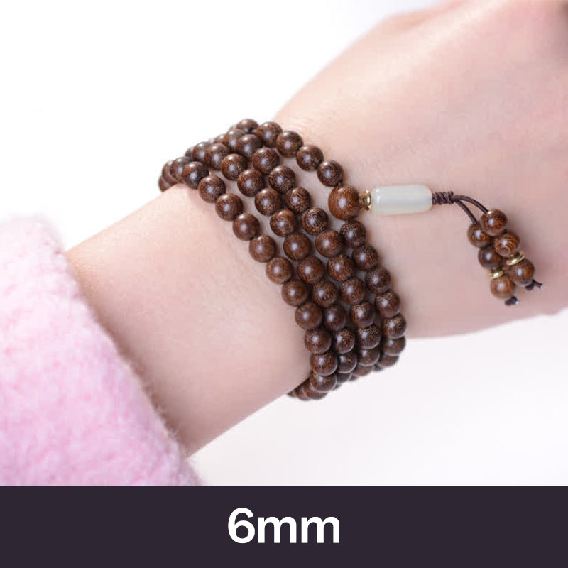 Buddha Stones 108 Mala Koraliki Rosewood Jade Calm Bransoletka
