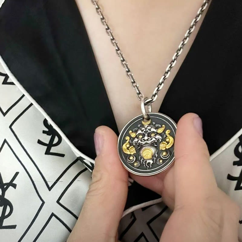 Buddha Stones Tybetański Kirtimukha Amulet Uzdrawiający Naszyjnik Wisiorek