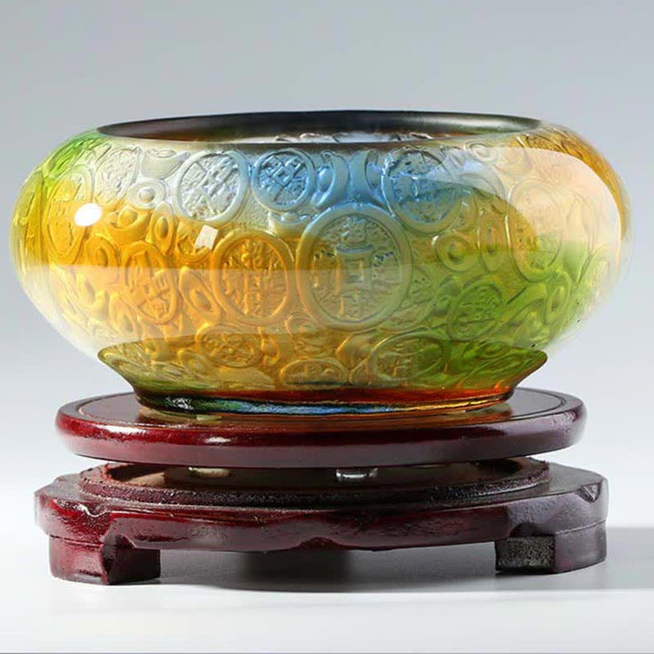 Ręcznie robione miski kryształowe Liuli Treasure Bowl Ingots Art Dekoracja domu - image 2