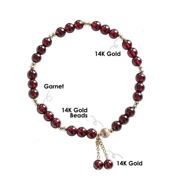 Bransoletka Buddha Stones 14K Gold Natural Garnet Calm