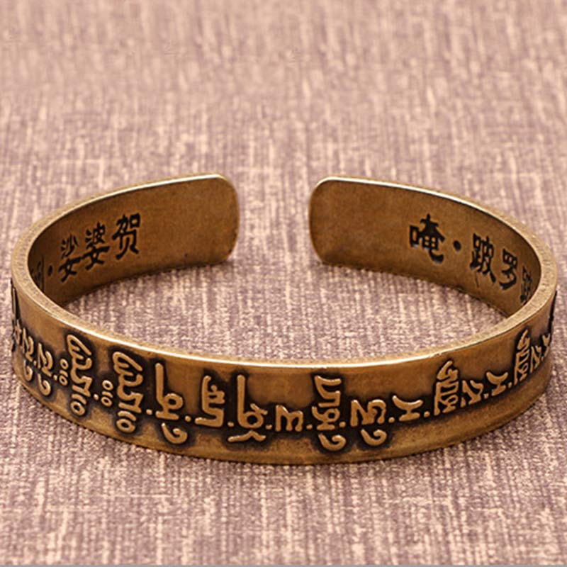 Buddha Stones Tybetańskie Mahāpratisarā Mantra Sanskryt Miedź Mosiądz Uzdrawiająca Bransoletka Bangle
