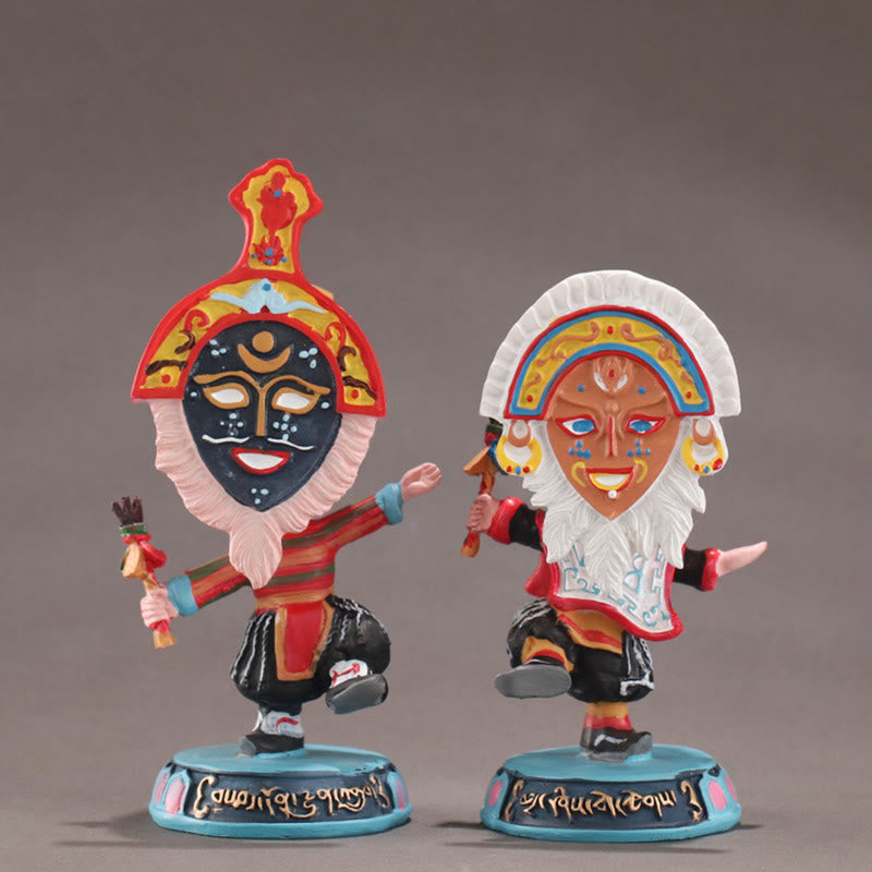 Buddha Stones Tybetańska Opera Maska na Twarz Lalka Dekoracja Domu Biuro Samochód Ozdoba