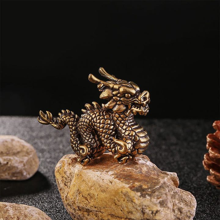Buddha Stones Rok Smoka Mały Pomyślny Mosiężny Smok Szczęście Sukces Dekoracja Domu - image 3