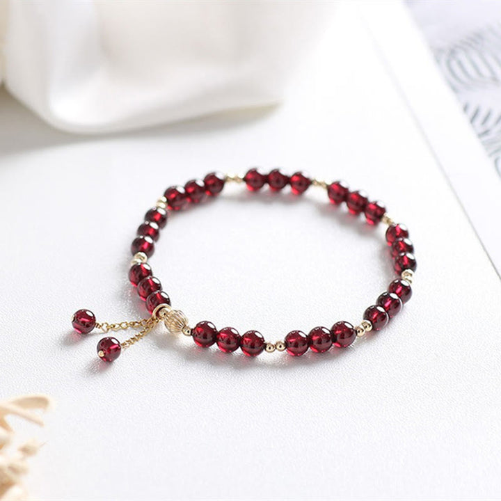 Bransoletka Buddha Stones 14K Gold Natural Garnet Calm