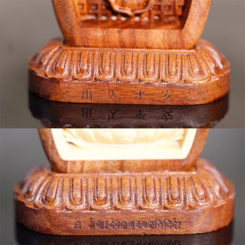 Buddha Stones Guru Rinpocze Budda Padmasambhavan Serenity Drewno Grawerowane Statua Figurka Dekoracja