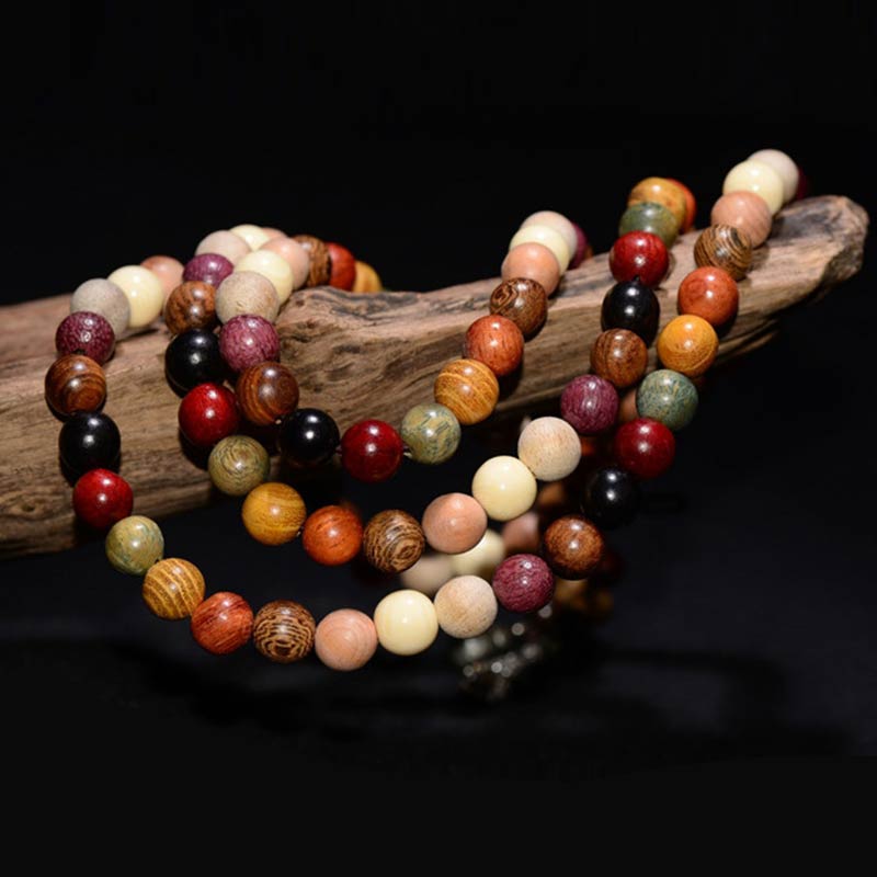 Buddha Stones 108 Koralików Wenge Drewno Mala Błogosławieństwo Medytacja Bransoletka - image 3