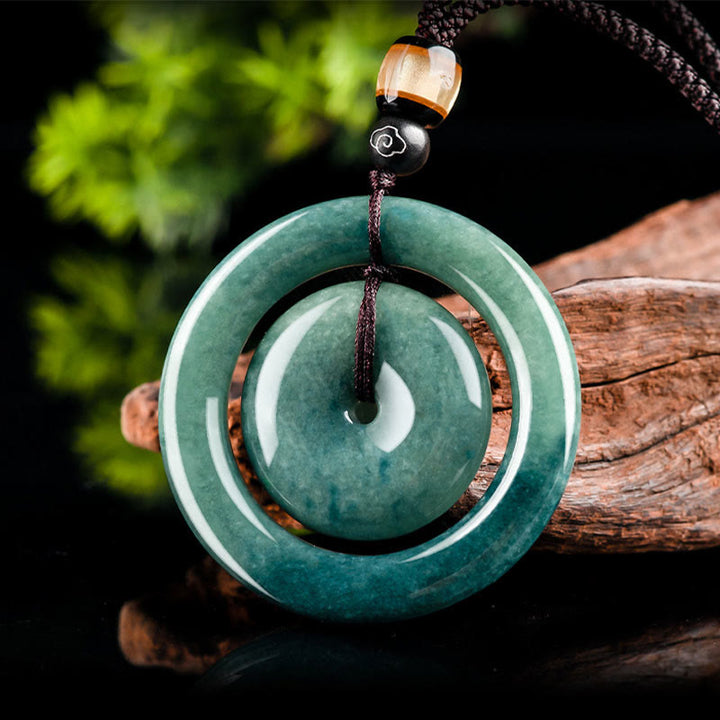 Buddha Stones Naturalne Okrągłe Jadeitowe Klamra Pokoju Szczęście Dobrobyt Naszyjnik Wisiorek