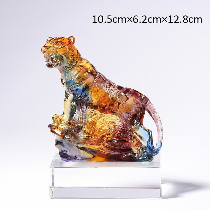 Ręcznie robiony Liuli Crystal Tiger Art Piece Ochrona Dekoracja Domu - Kolorowe i bazowe - image 13